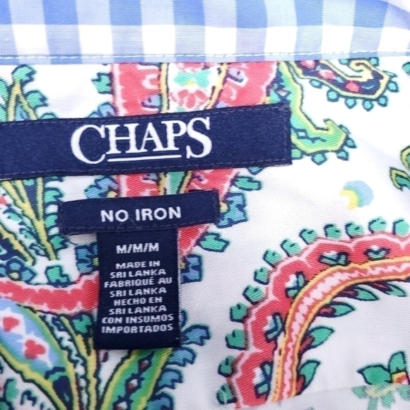 CHAPS White Blue Green Paisley Boho Top M - Picture 9 of 11